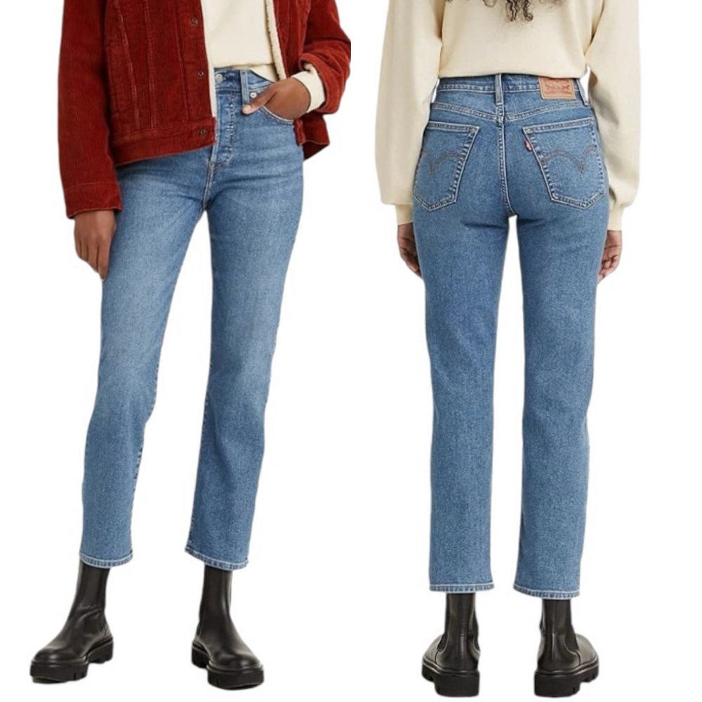 Levi’s Women’s Wedgie Straight Leg High Rise Blue Denim Button Fly Retro… - Picture 2 of 15